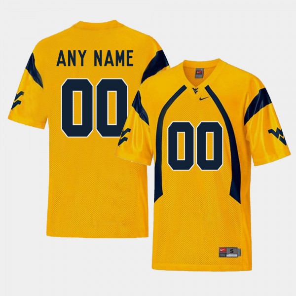 NCAA Men's Custom West Virginia Mountaineers Gold #00 Nike Stitched Football College Replica Authentic Jersey DJ23H80JZ